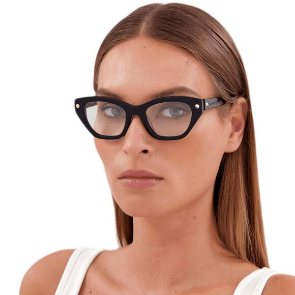 NEW ALEXANDER MCQUEEN EYEGLASSES AM0410O 001, WOMEN BLACK CAT EYE EYEWEAR - Picture 1 of 3